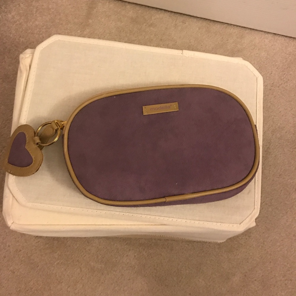 Purple suede like fabric bag